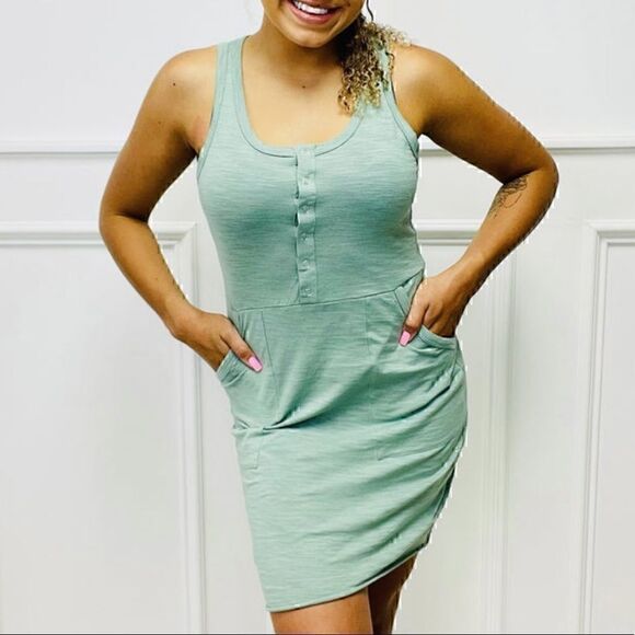 Wishlist Sleeveless Button Front Knit Mini Dress Sage Green Size Small - Picture 1 of 11